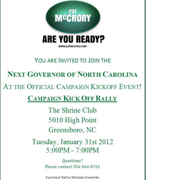 Campaign Kick Off Rally for Pat McCrory!